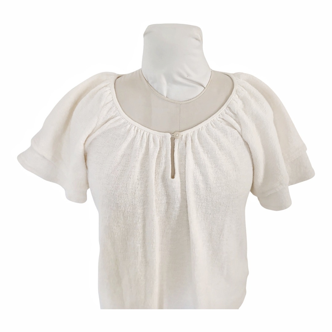 Madewell Cream Knit Cotton Top Size S Boho Casual Stretch Loose Back To School